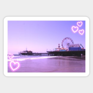 Santa Monica Pier Purple Hearts Sticker